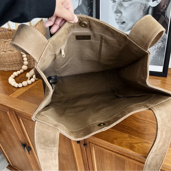 SOLD ❌ GENUINE LEATHER SUEDE LJS SHOULDER TOTE BAG #0312 - Picture 6 of 10